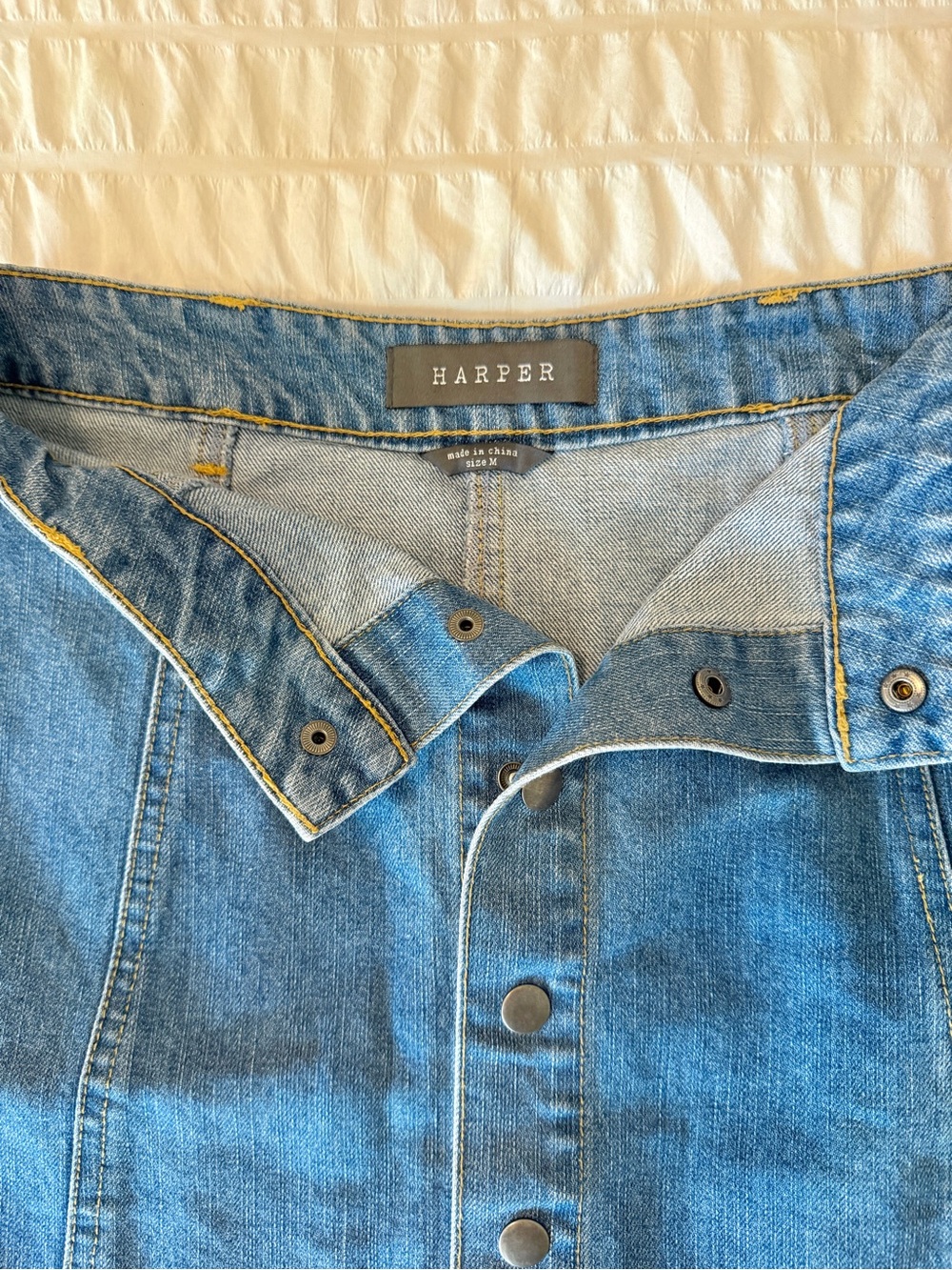 Harper Button-Front A-Line Denim Skirt - Blue - Picture 2 of 3
